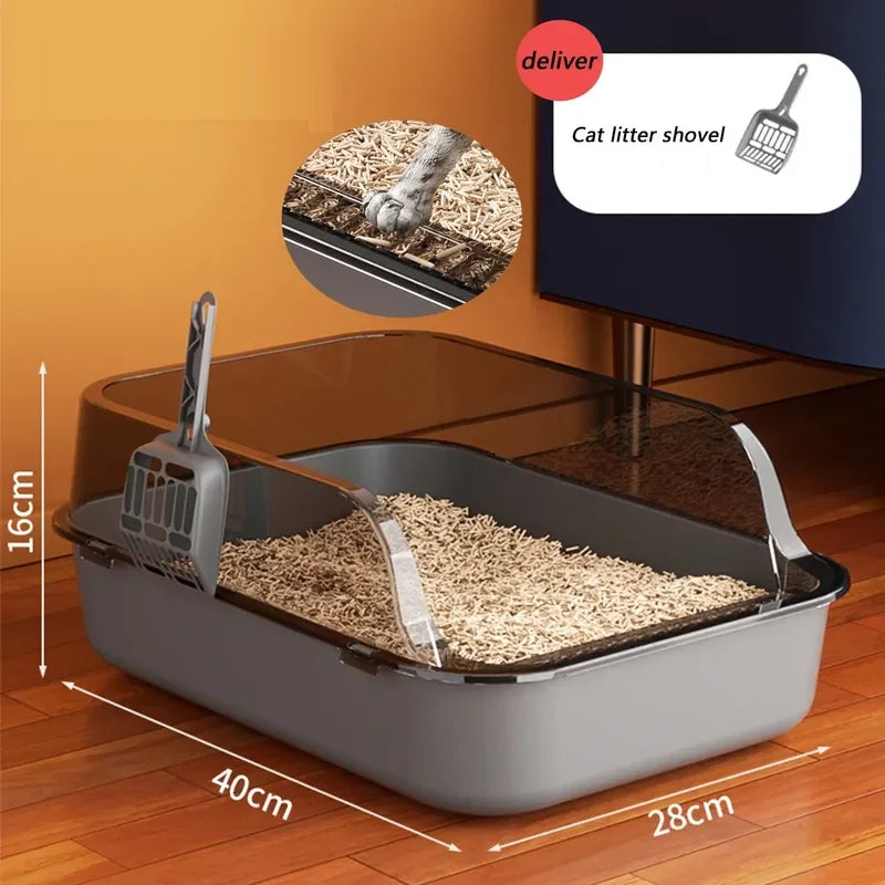 PurrShield™ Splash-Proof Cat Litter Box with Scoop