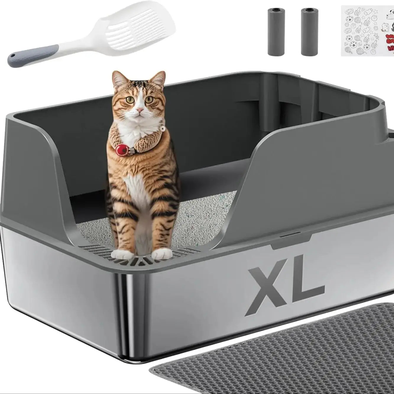 PurrShield™ Extra-Large Stainless Steel Cat Litter Box