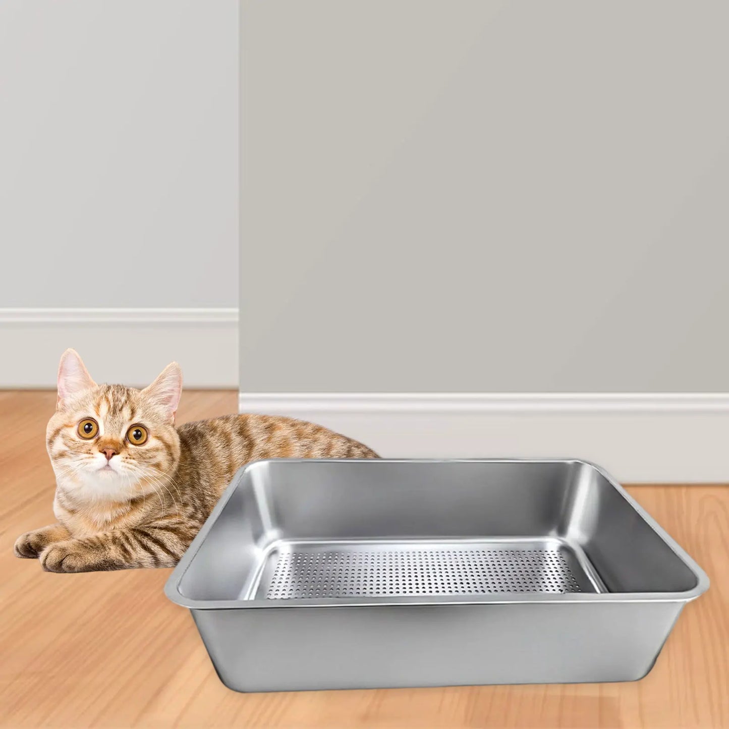 PurrShield™ Stainless Steel Cat Litter Box with Sifter