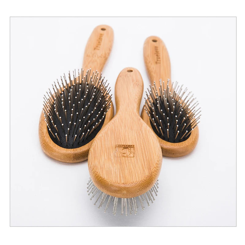 BambooGlow™ Round Bamboo Grooming Brush for Dogs & Cats