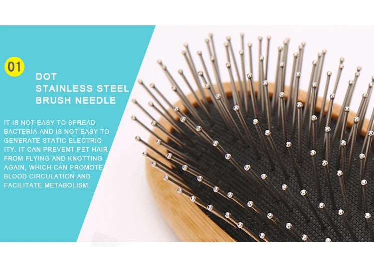 BambooGlow™ Round Bamboo Grooming Brush for Dogs & Cats