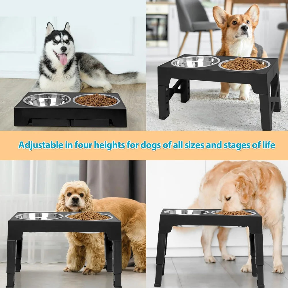 ElevaBowl™ Adjustable Elevated Dog Feeder with Stainless Steel Bowls