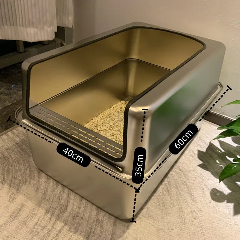 PurrShield™ 60cm Extra-Large Stainless Steel Cat Litter Box