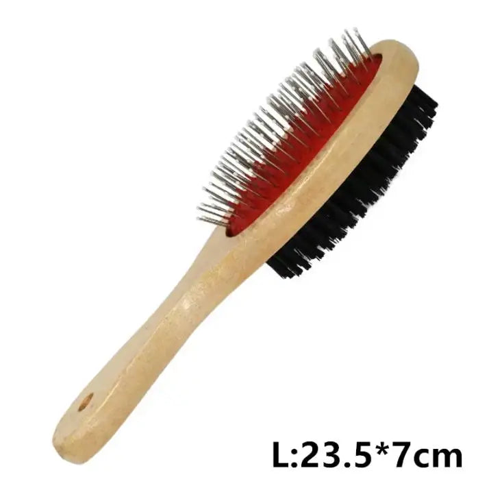 DualGroom™ 2-in-1 Wooden Grooming Brush for Dogs & Cats