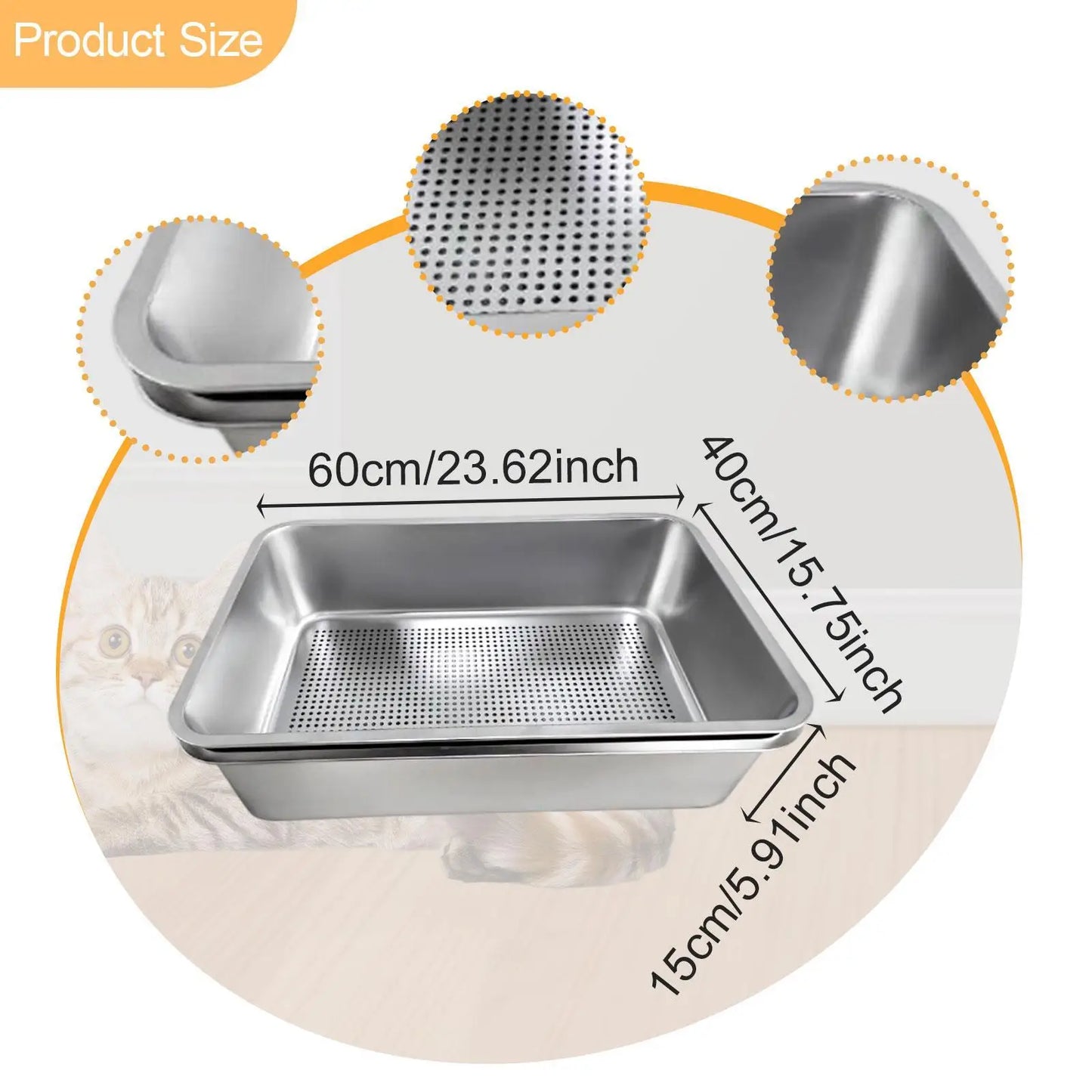 PurrShield™ Stainless Steel Cat Litter Box with Sifter