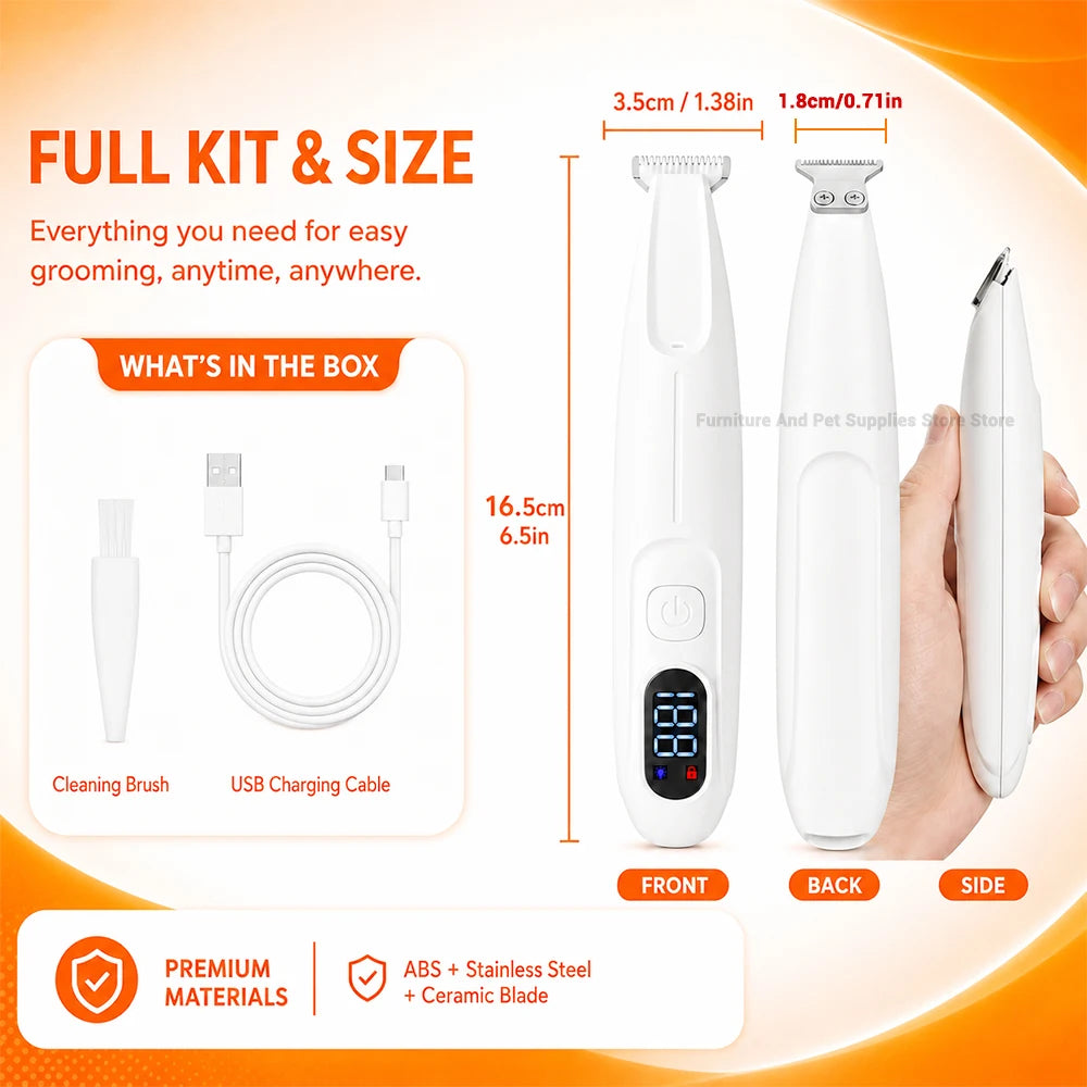PawTrim™ Waterproof Pet Grooming Trimmer with LED Light