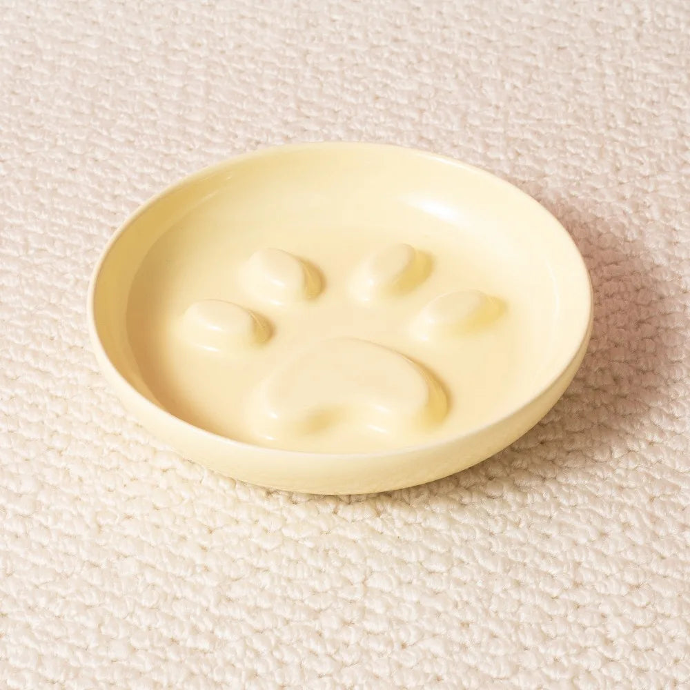 WhiskerEase™ Elevated Ceramic Slow Feeder Bowl for Cats & Small Dogs