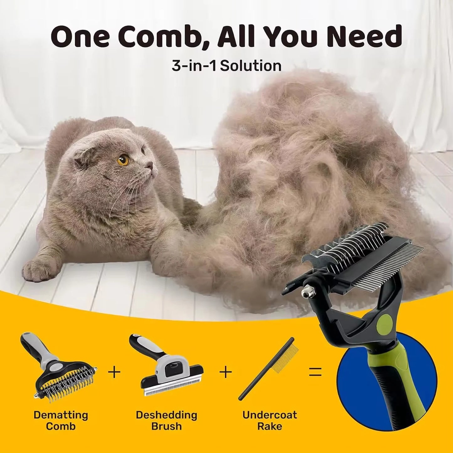 FurLift™ 3-in-1 Pet Deshedding & Detangling Brush