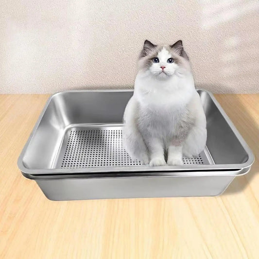 PurrShield™ Stainless Steel Cat Litter Box with Sifter