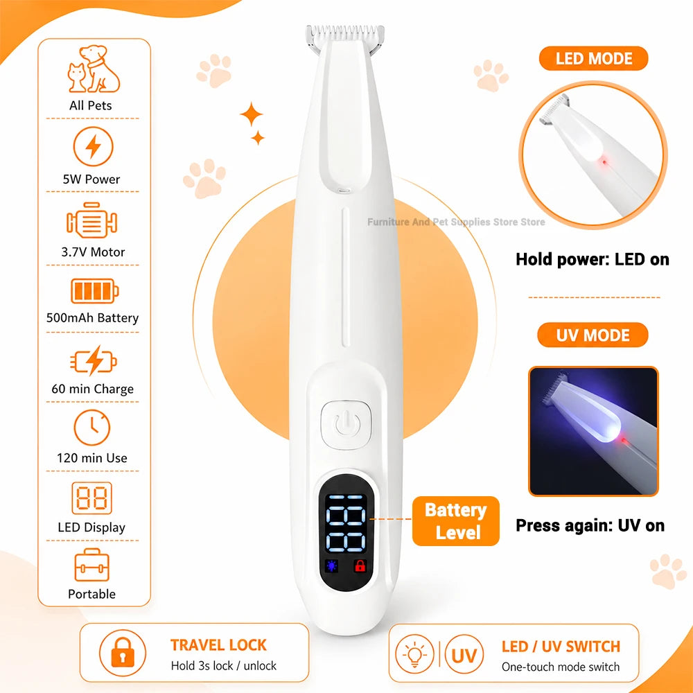 PawTrim™ Waterproof Pet Grooming Trimmer with LED Light