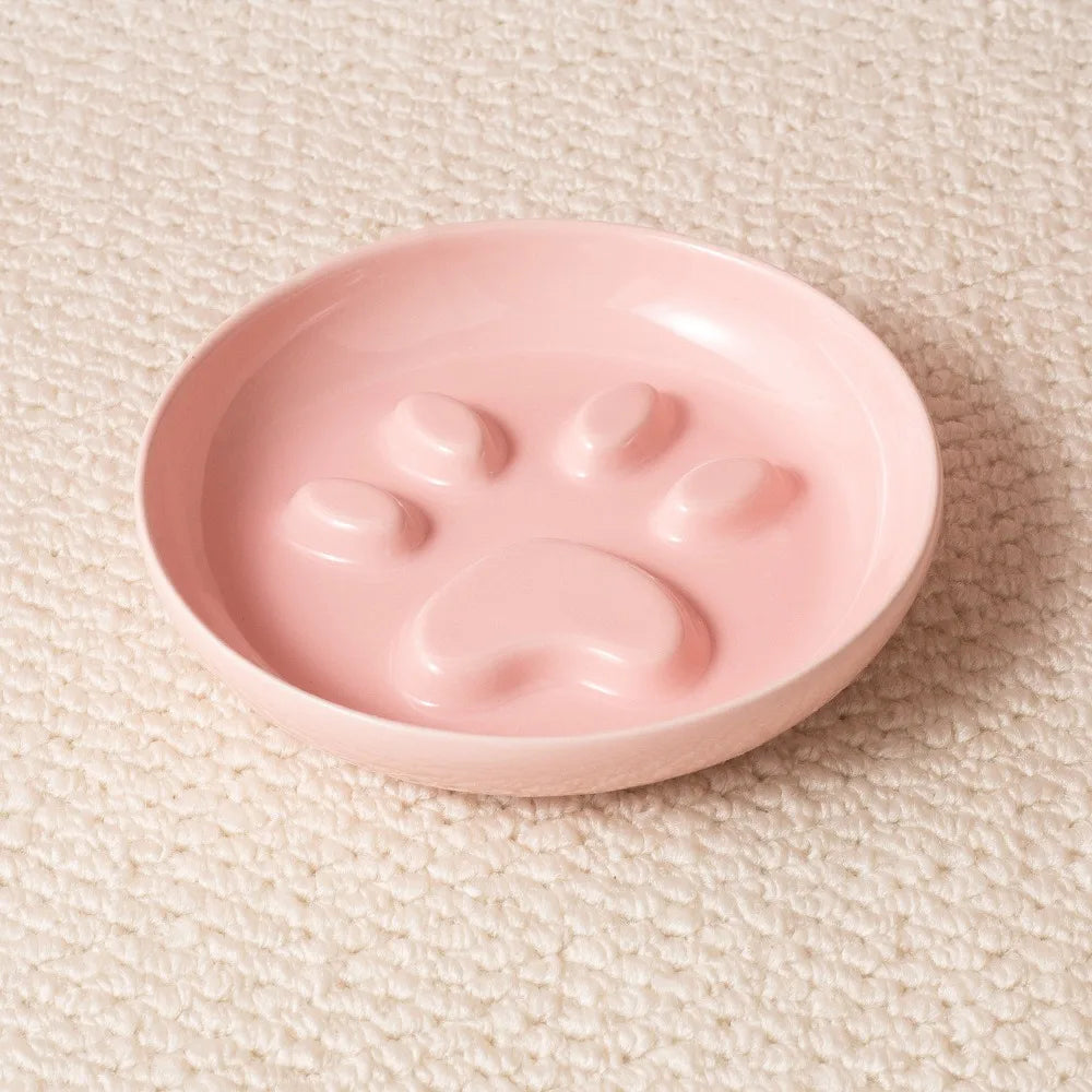 WhiskerEase™ Elevated Ceramic Slow Feeder Bowl for Cats & Small Dogs