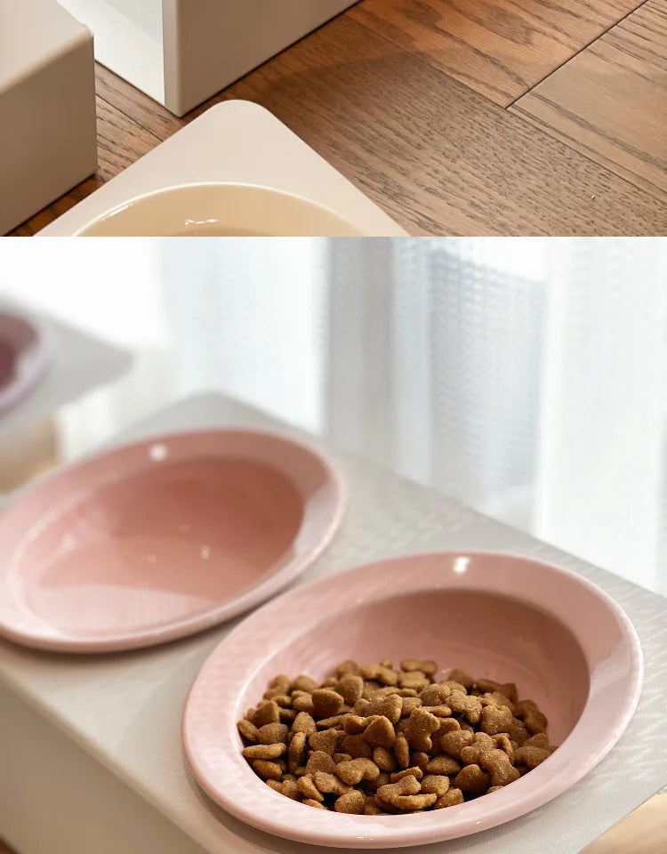WhiskerDish™ Elevated Ceramic Cat & Dog Feeding Bowl Set