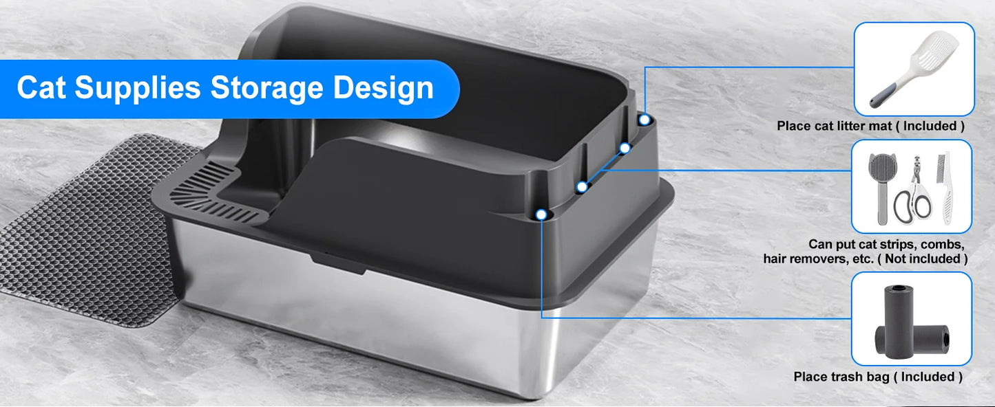 PurrShield™ Extra-Large Stainless Steel Cat Litter Box