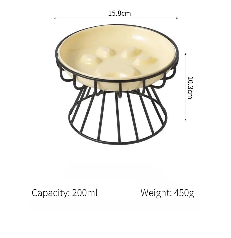 WhiskerEase™ Elevated Ceramic Slow Feeder Bowl for Cats & Small Dogs