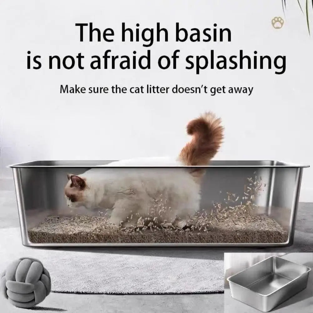 PurrShield™ Large Capacity Stainless Steel Cat Litter Box