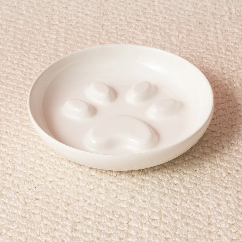WhiskerEase™ Elevated Ceramic Slow Feeder Bowl for Cats & Small Dogs
