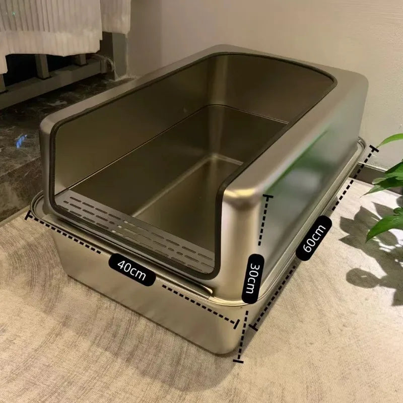PurrShield™ 60cm Extra-Large Stainless Steel Cat Litter Box