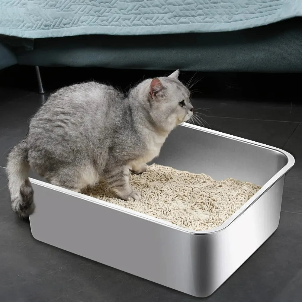 PurrShield™ Large Capacity Stainless Steel Cat Litter Box