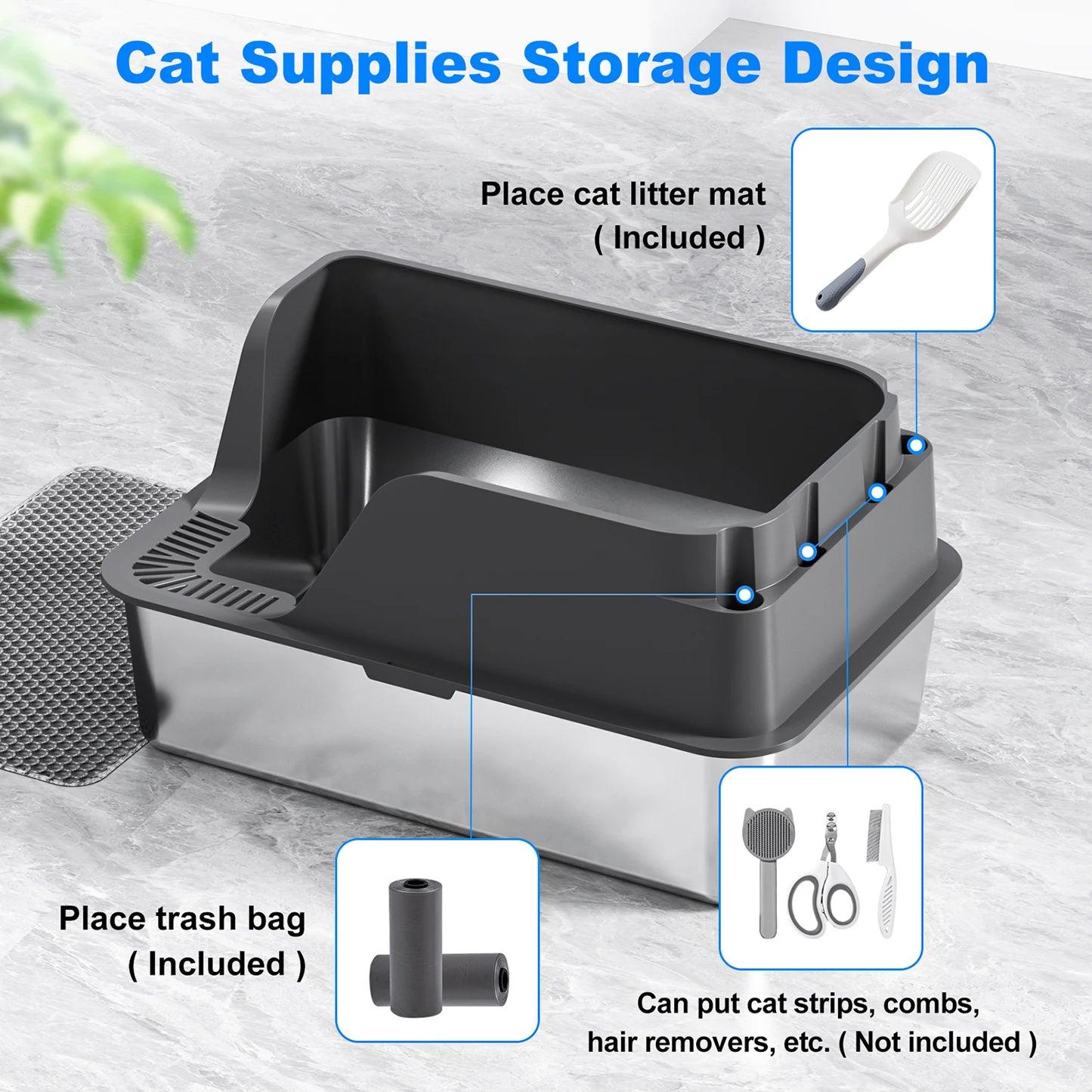 PurrShield™ Extra-Large Stainless Steel Cat Litter Box