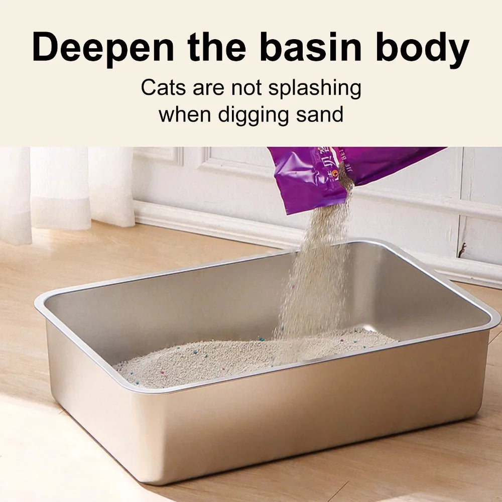 PurrShield™ Large Capacity Stainless Steel Cat Litter Box