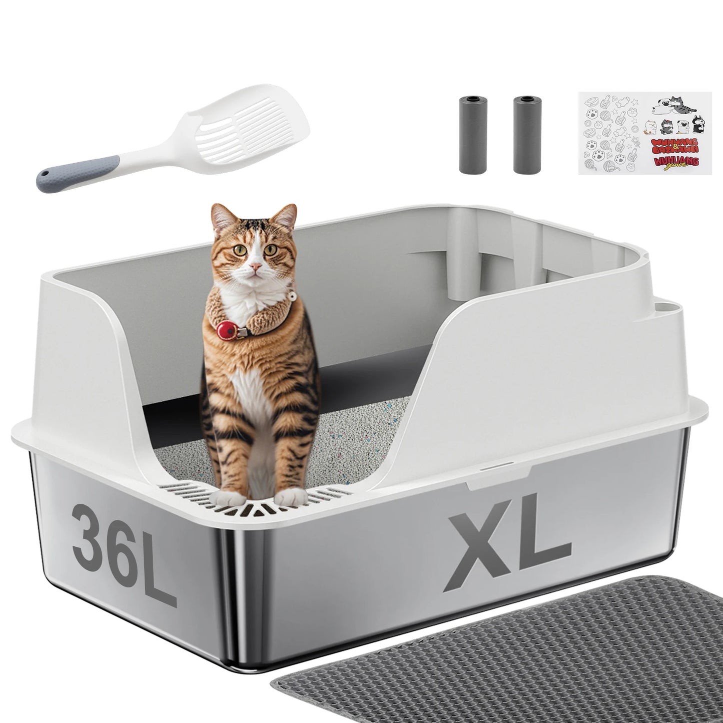 PurrShield™ Extra-Large Stainless Steel Cat Litter Box