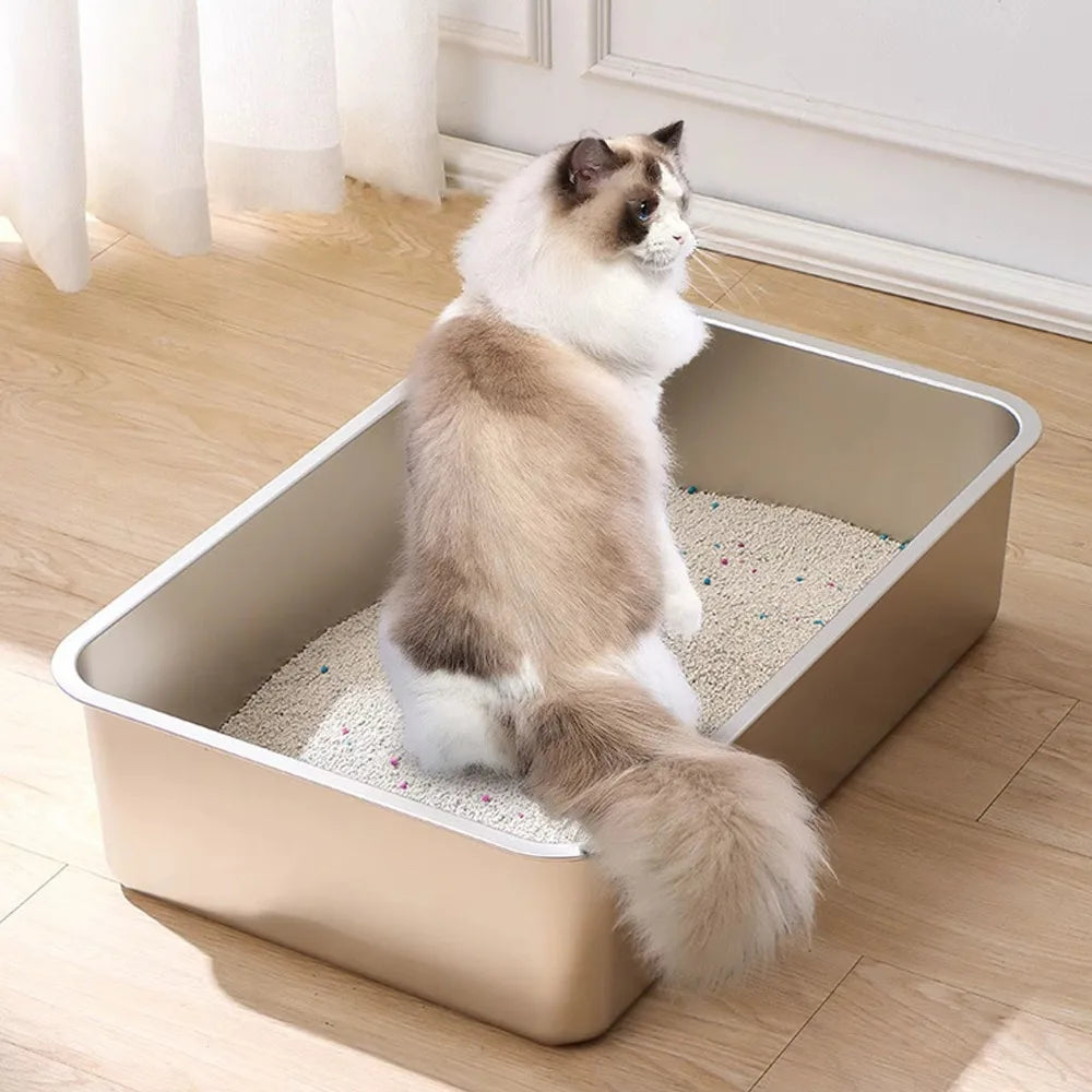 PurrShield™ Large Capacity Stainless Steel Cat Litter Box