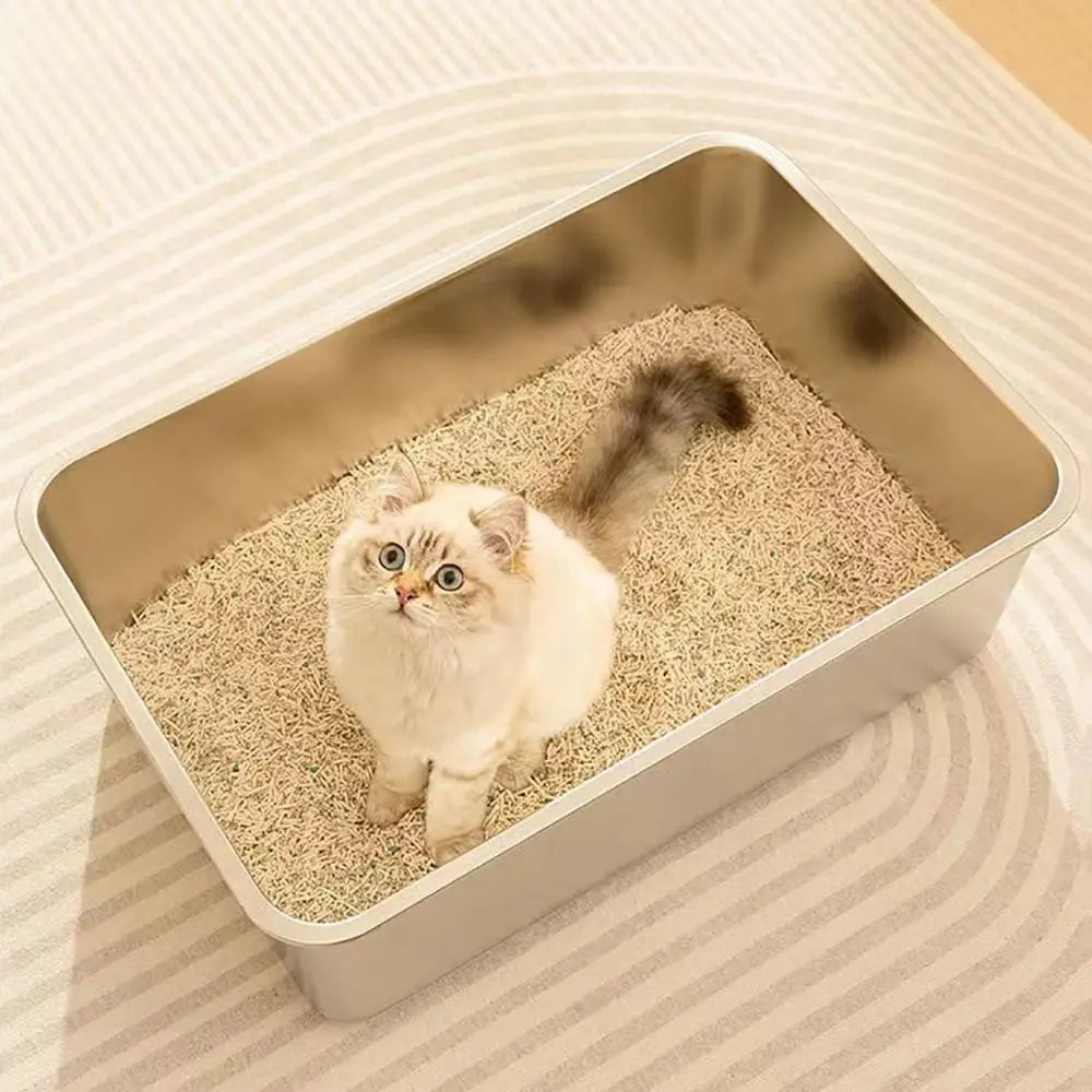 PurrShield™ Large Capacity Stainless Steel Cat Litter Box