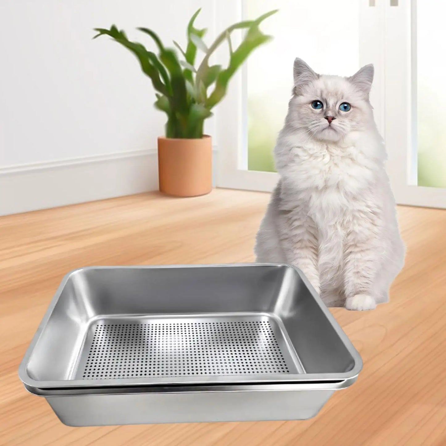 PurrShield™ Stainless Steel Cat Litter Box with Sifter