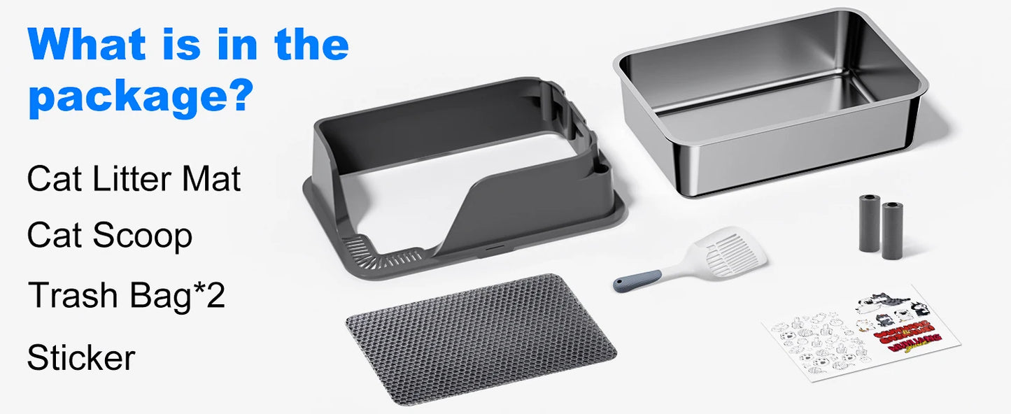 PurrShield™ Extra-Large Stainless Steel Cat Litter Box