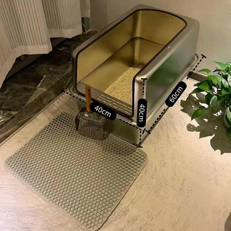 PurrShield™ 60cm Extra-Large Stainless Steel Cat Litter Box