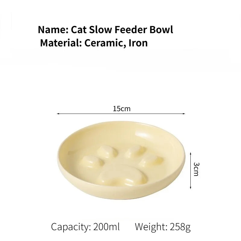 WhiskerEase™ Elevated Ceramic Slow Feeder Bowl for Cats & Small Dogs