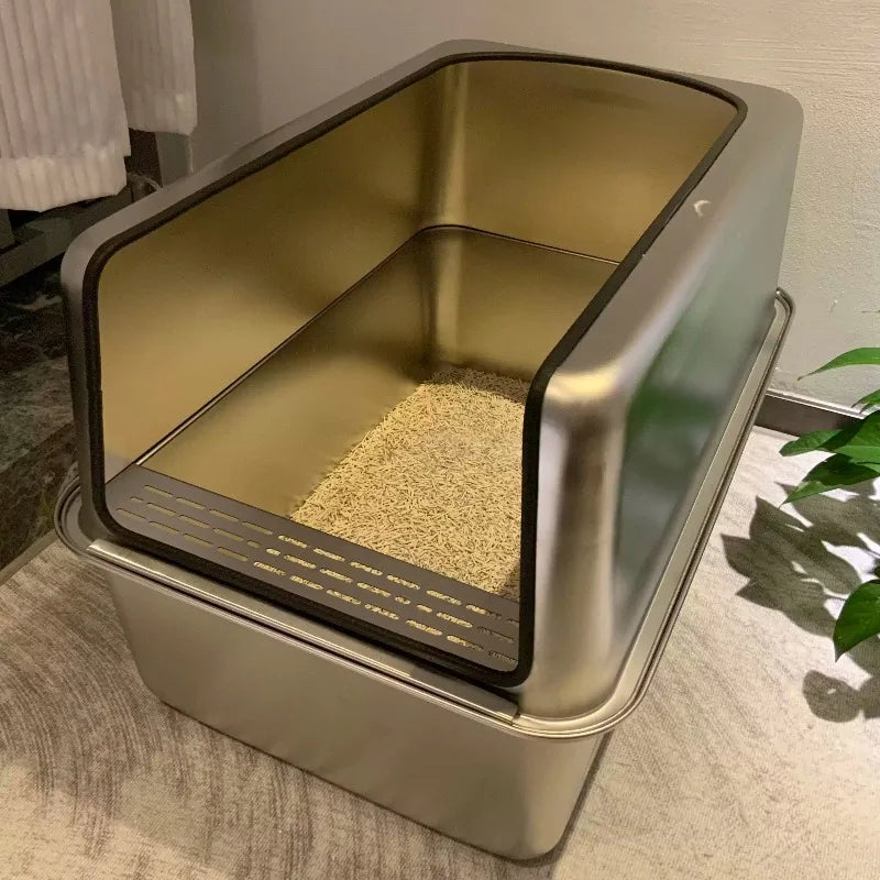 PurrShield™ 60cm Extra-Large Stainless Steel Cat Litter Box
