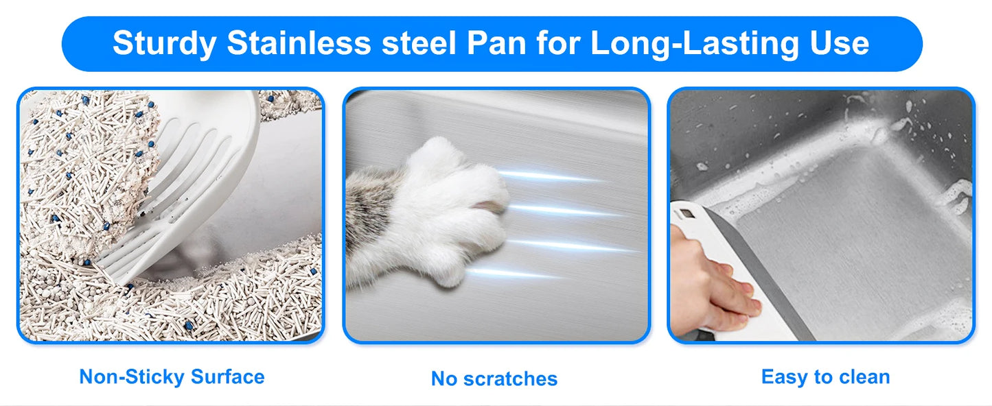 PurrShield™ Extra-Large Stainless Steel Cat Litter Box