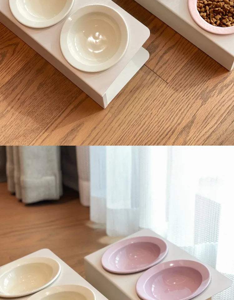 WhiskerDish™ Elevated Ceramic Cat & Dog Feeding Bowl Set