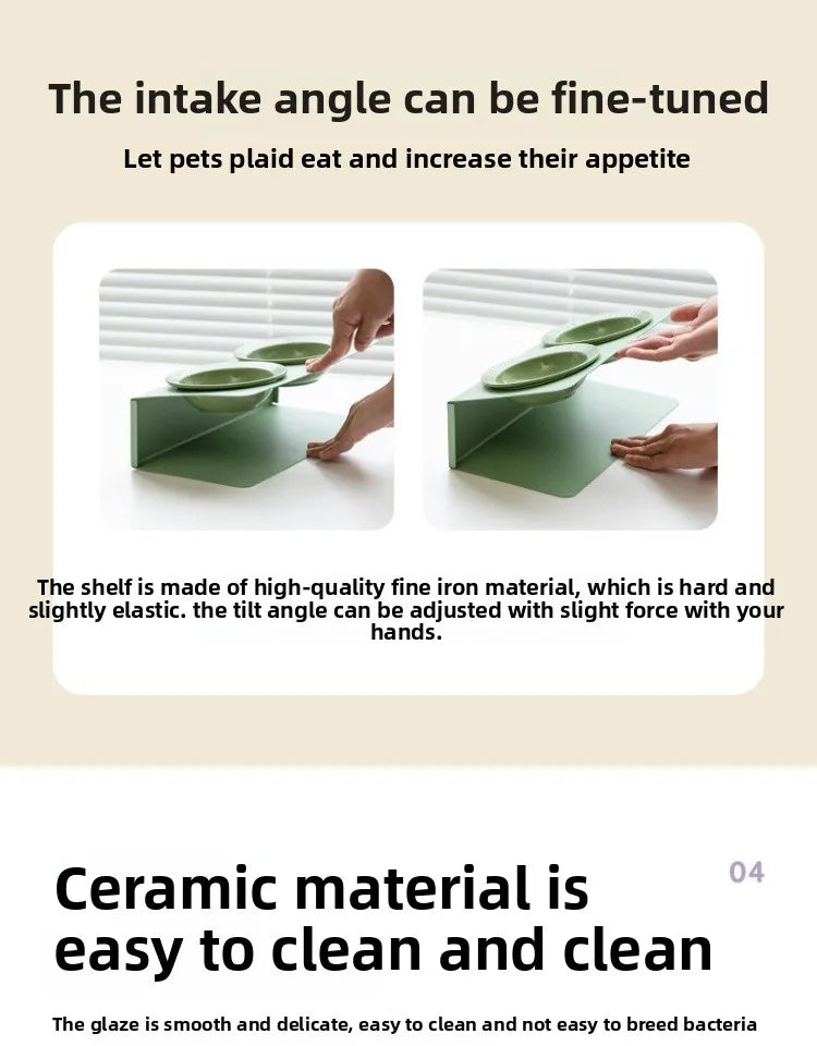 WhiskerDish™ Elevated Ceramic Cat & Dog Feeding Bowl Set