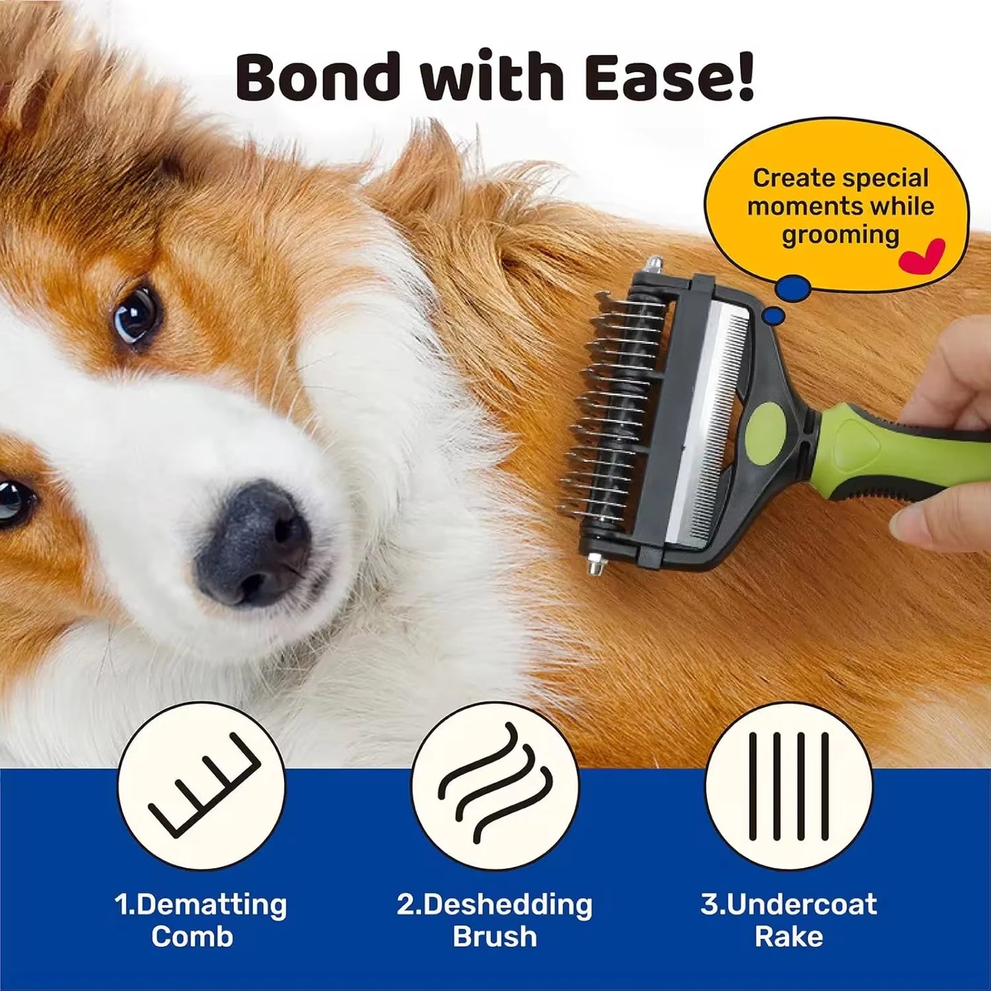 FurLift™ 3-in-1 Pet Deshedding & Detangling Brush