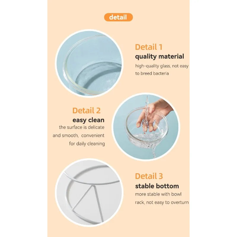 CrystalPaws™ Elevated Glass Food & Water Bowl with Stand