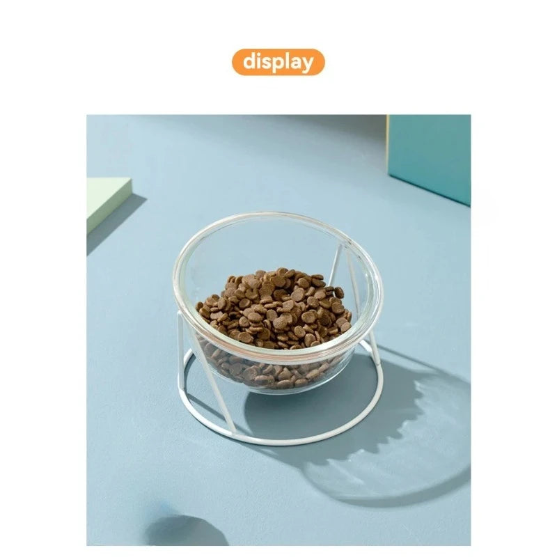 CrystalPaws™ Elevated Glass Food & Water Bowl with Stand