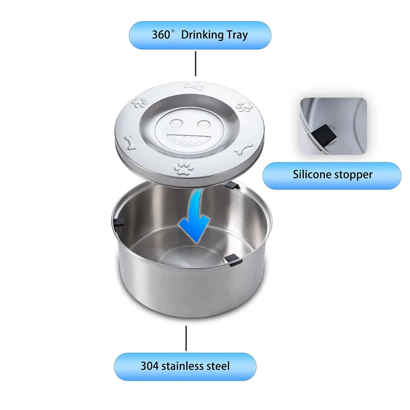 HydraGuard™ Stainless Steel No-Spill Dog Water Bowl
