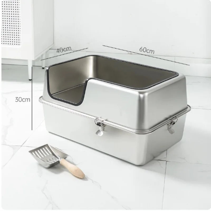 PurrShield™ 60cm Extra-Large Stainless Steel Cat Litter Box