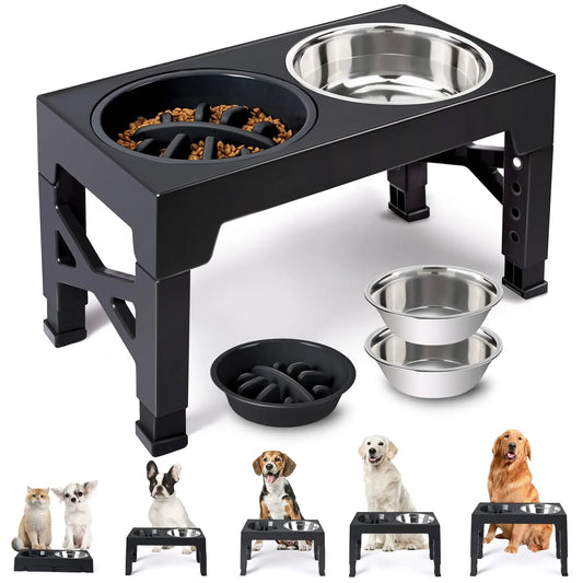 ElevaBowl™ Adjustable Elevated Dog Feeder with Stainless Steel Bowls