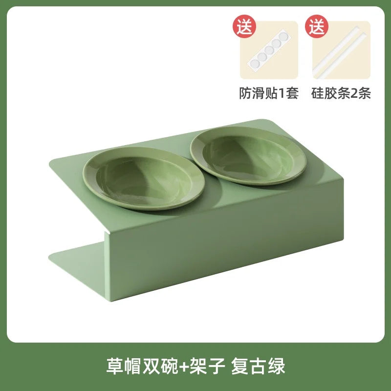 WhiskerDish™ Elevated Ceramic Cat & Dog Feeding Bowl Set