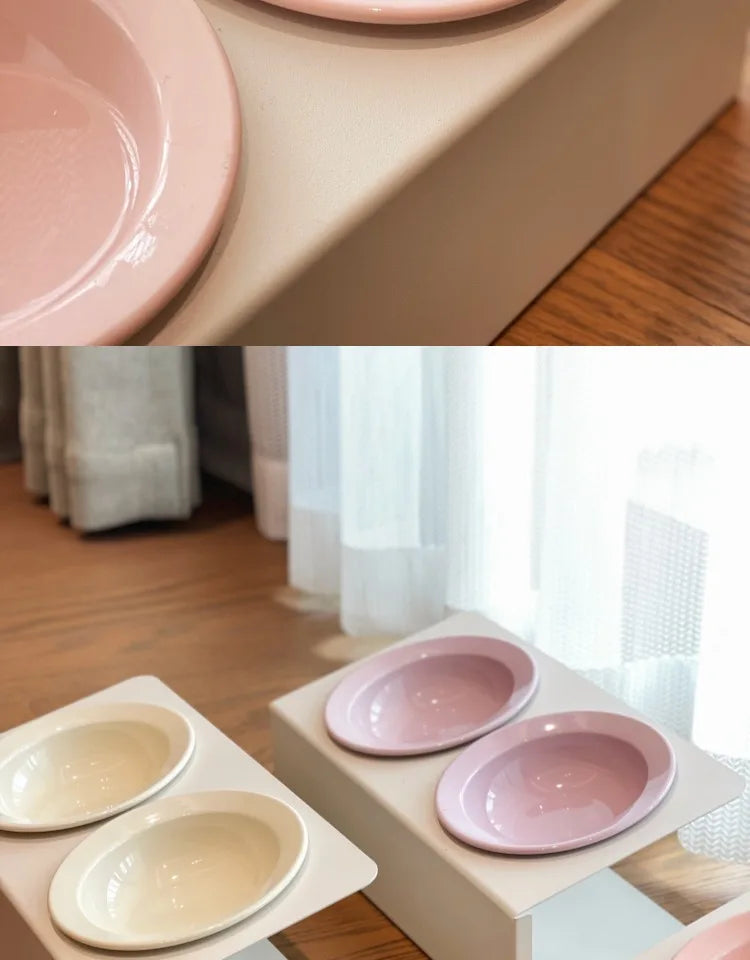 WhiskerDish™ Elevated Ceramic Cat & Dog Feeding Bowl Set