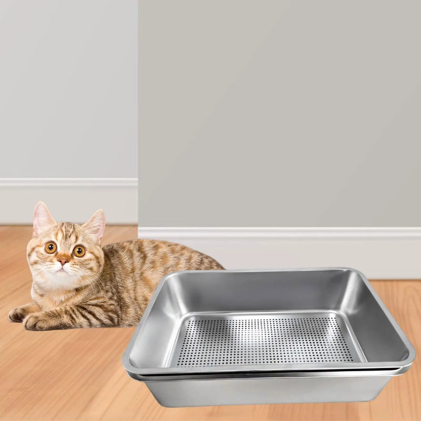 PurrShield™ Stainless Steel Cat Litter Box with Sifter