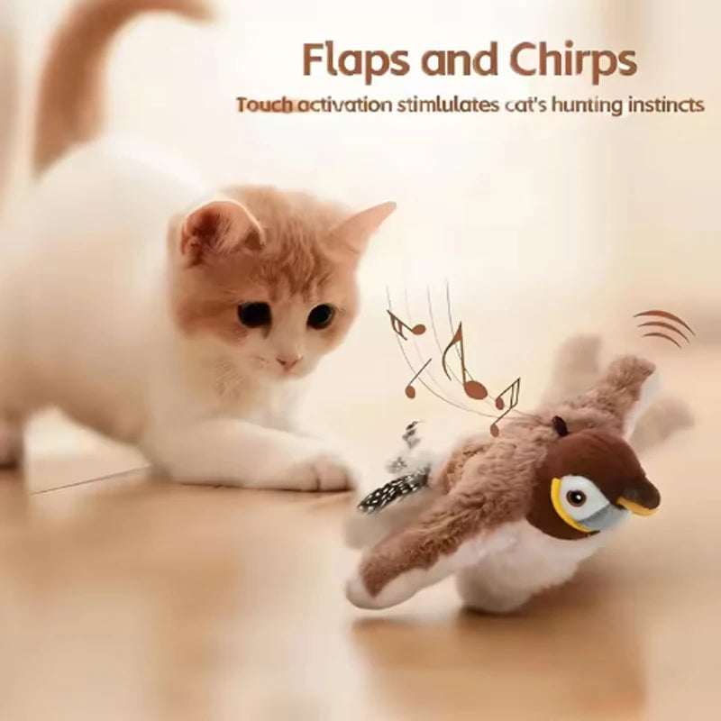 Juguete recargable activado por contacto ChirpWing™ con forma de pájaro para gatos y perros