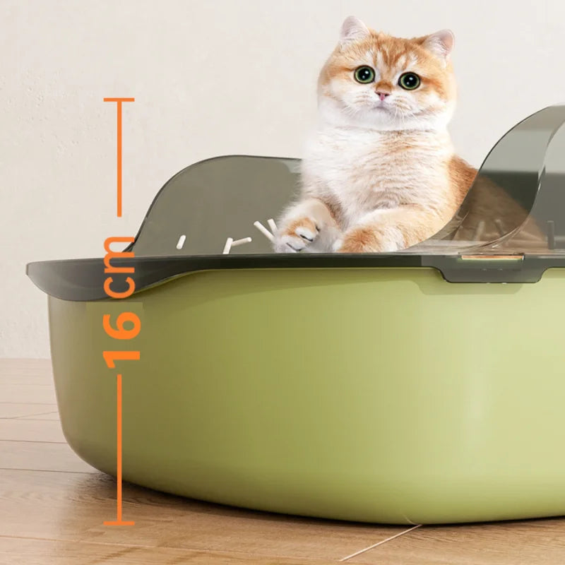 PurrShield™ Splash-Proof Cat Litter Box with Scoop