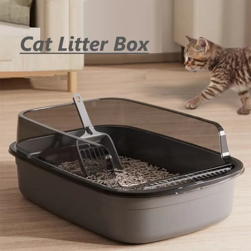 PurrShield™ Splash-Proof Cat Litter Box with Scoop