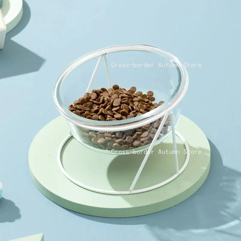 CrystalPaws™ Elevated Glass Food & Water Bowl with Stand
