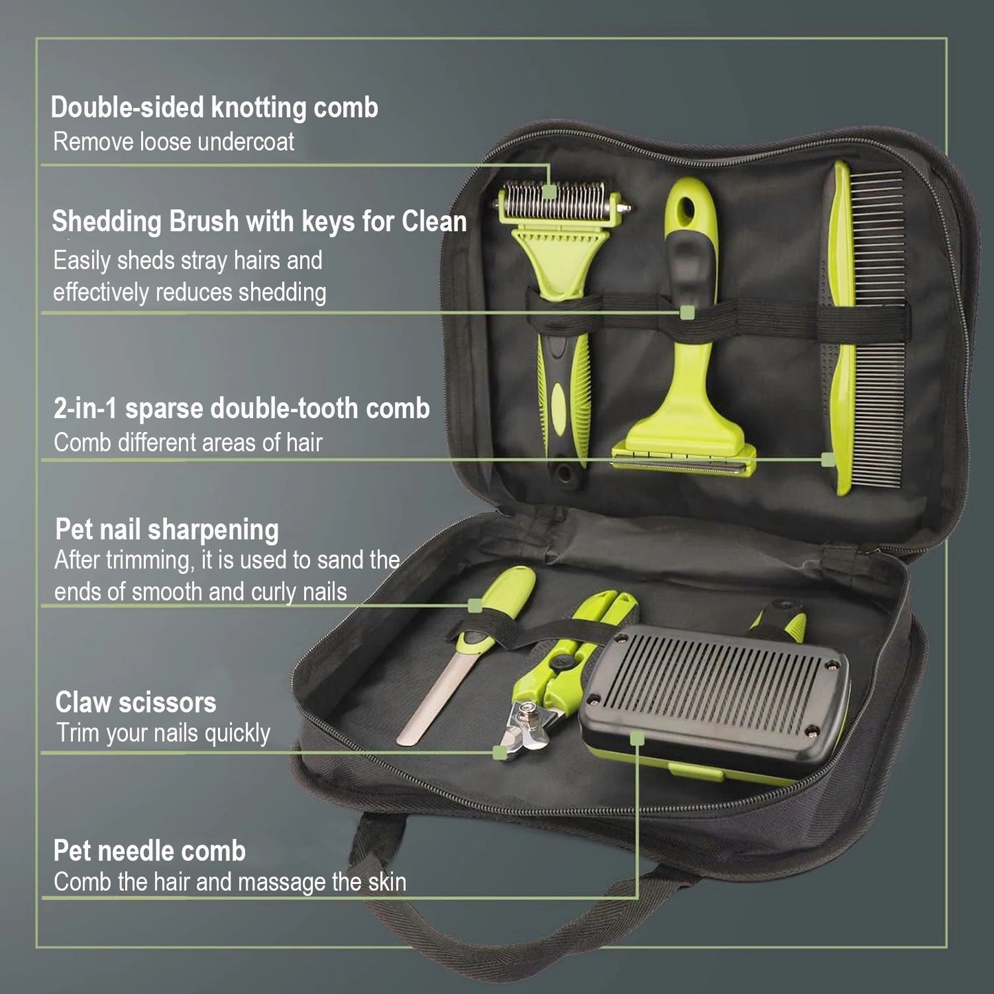 GroomMaster™ Juego de 6 Cepillos de Aseo para Perros y Gatos