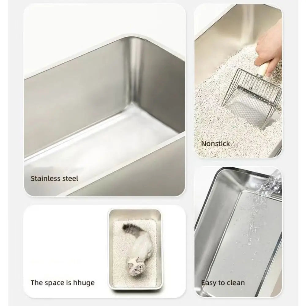 PurrShield™ Large Capacity Stainless Steel Cat Litter Box